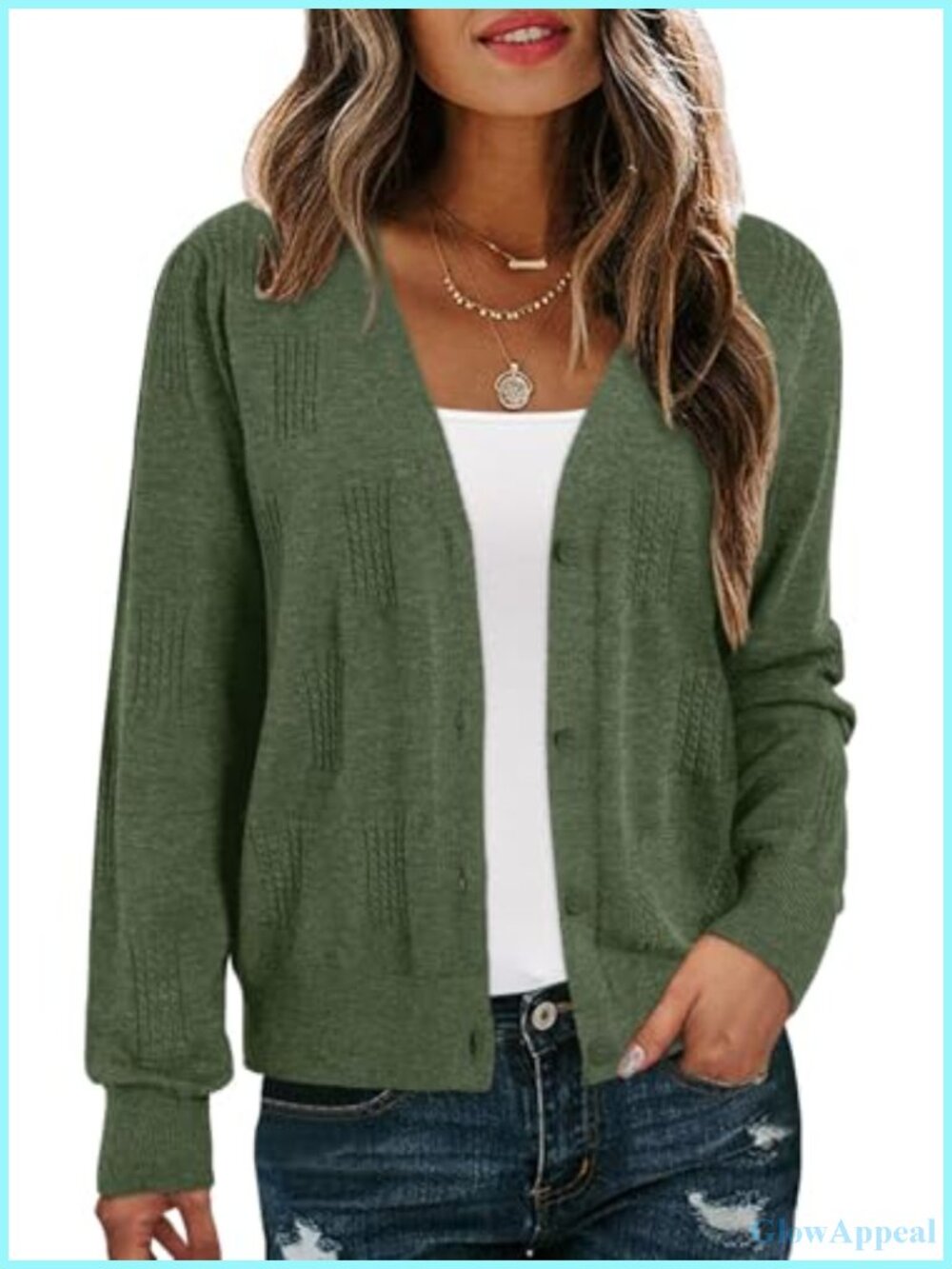 Womens V-Neck Cardigan Sweater Lightweight Open Front Knit Long Sleeve Fall